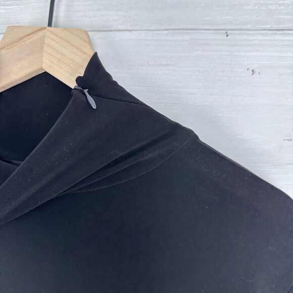 Norma Kamali Black Long Sleeves Midi Swing Dress XL Turtleneck Zip Neck Modest - Picture 7 of 16